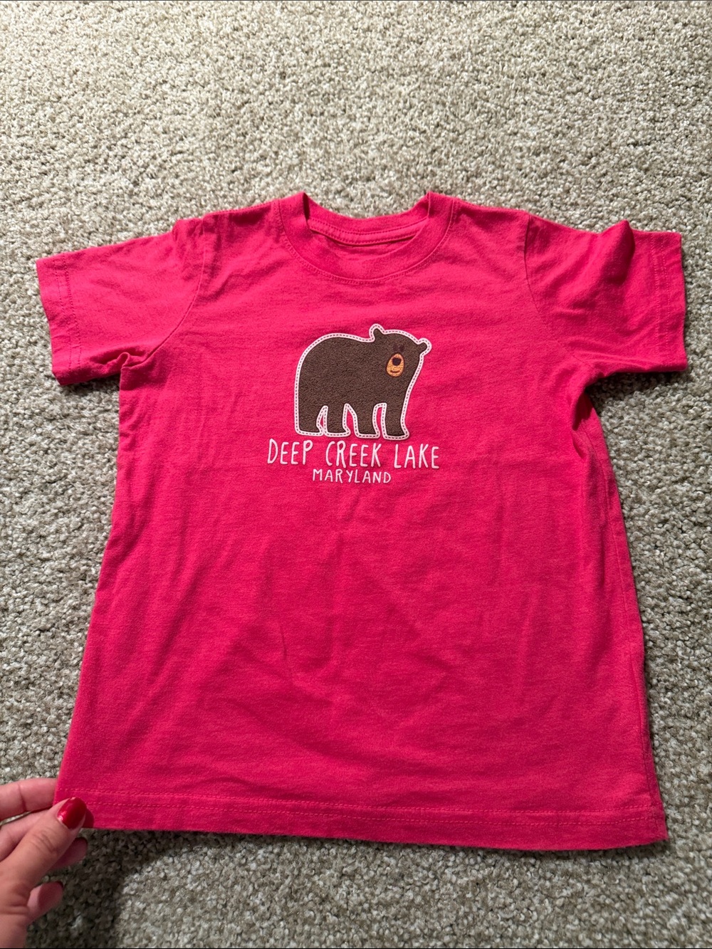 Deep Creek Lake Maryland Kids' Pink Bear Graphic Tee